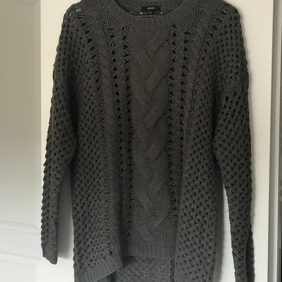 Knitted Charcoal Grey Cable Knit Sweater - Picture 2 of 4